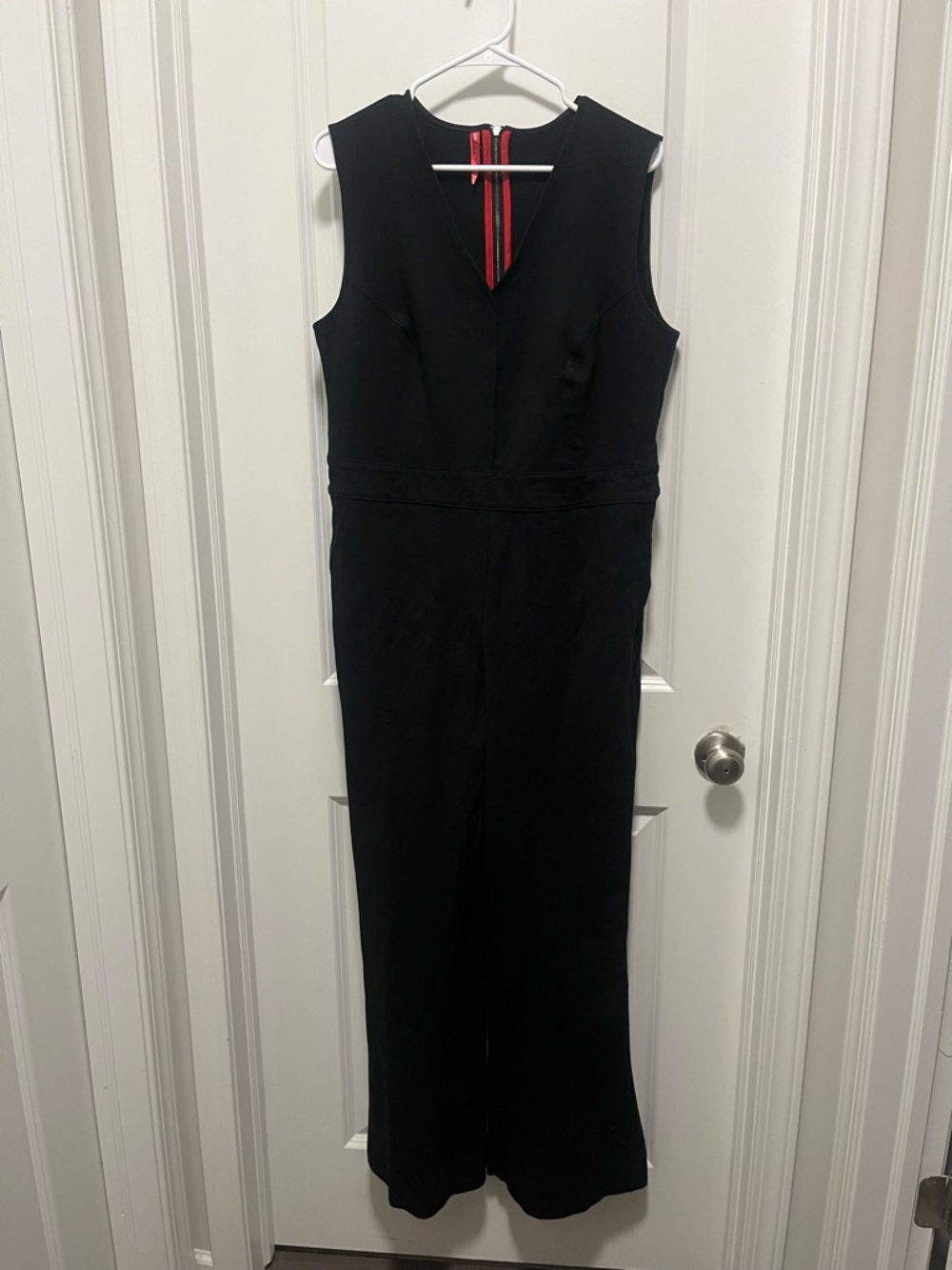 Spanx Perfect Black Jumpsuit Neck Red Zipper Size Women’s XL - Picture 3 of 7